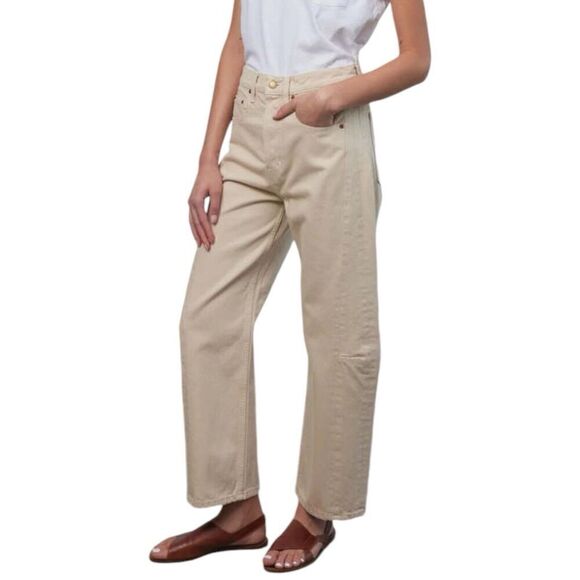 B SIDES Jeans WMNS 28 x 26” Beige Relaxed‎ Lasso Wide Leg USA Button Fly $425 - Picture 6 of 13